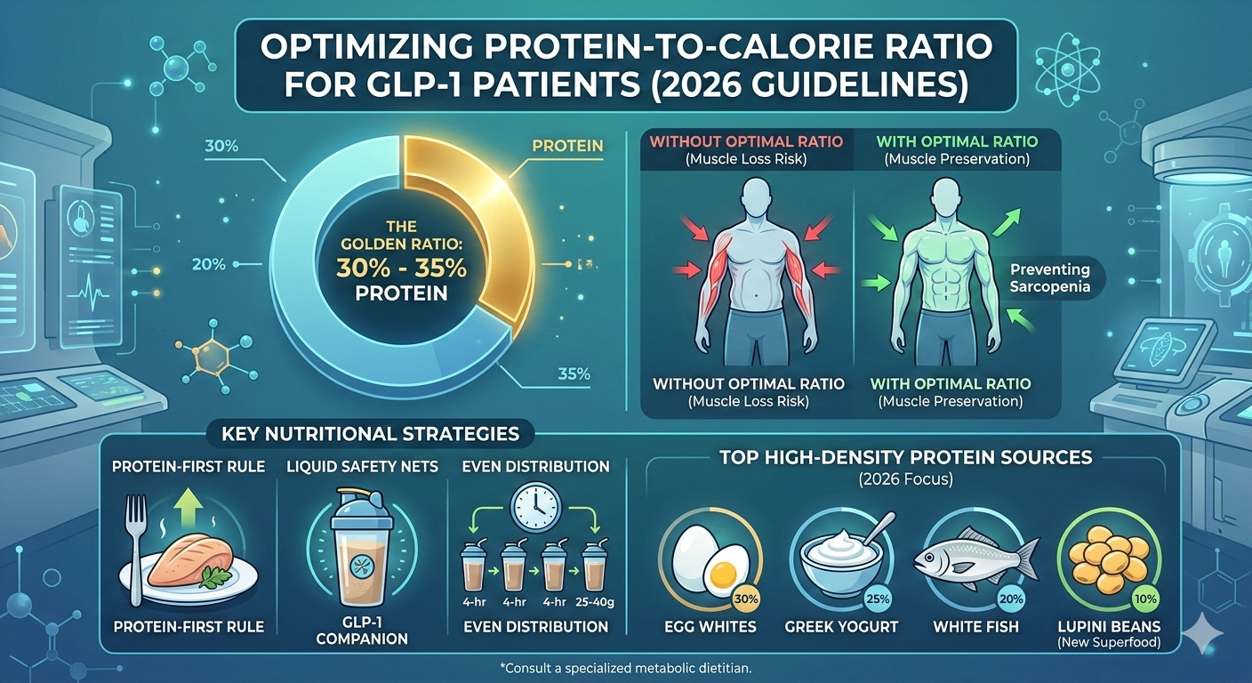 Infographic showing protein-to-calorie ratio for GLP-1 patients